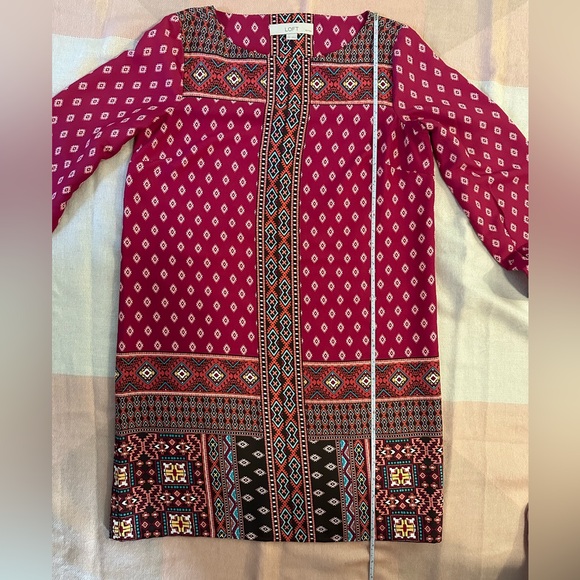 LOFT XXSP Diamond Mosaic 3/4 Sleeve Dress - Picture 9 of 10